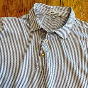 Peter Millar XL Mens White & Blue Striped Shirt